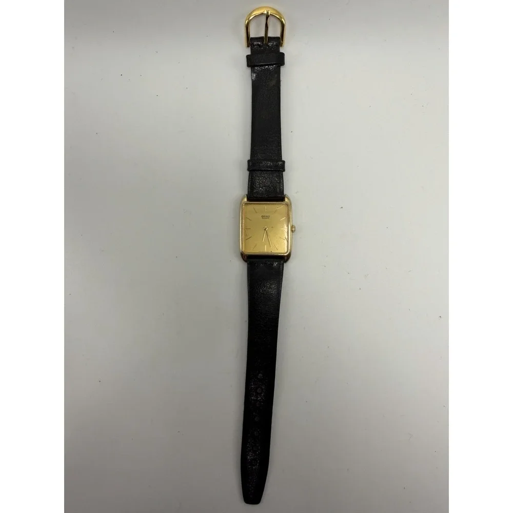 Seiko 6530-5209 New Battery Super‎ Thin Mens Tank Watch 26MM 7.5